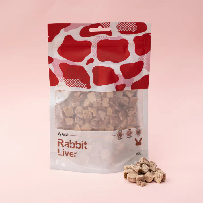 Waita Freeze-Dried Rabbit Liver cubes 60g – 100% Natural Organ Treat
