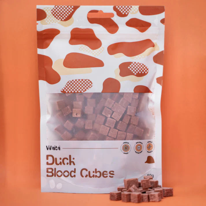 Waita Pets Freeze-Dried Duck Blood Cubes (50g) – Iron-Rich Natural Superfood for Dogs & Cats
