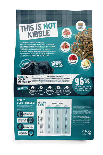 Wilsons Turkey & Duck Premium British Cold Pressed Dog Food 2kg – Grain Free & Chicken Free