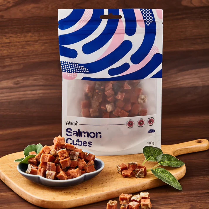 Waita Pets Air-Dried Salmon Cubes (100g) – Omega-3 Rich Treats for Dogs & Cats