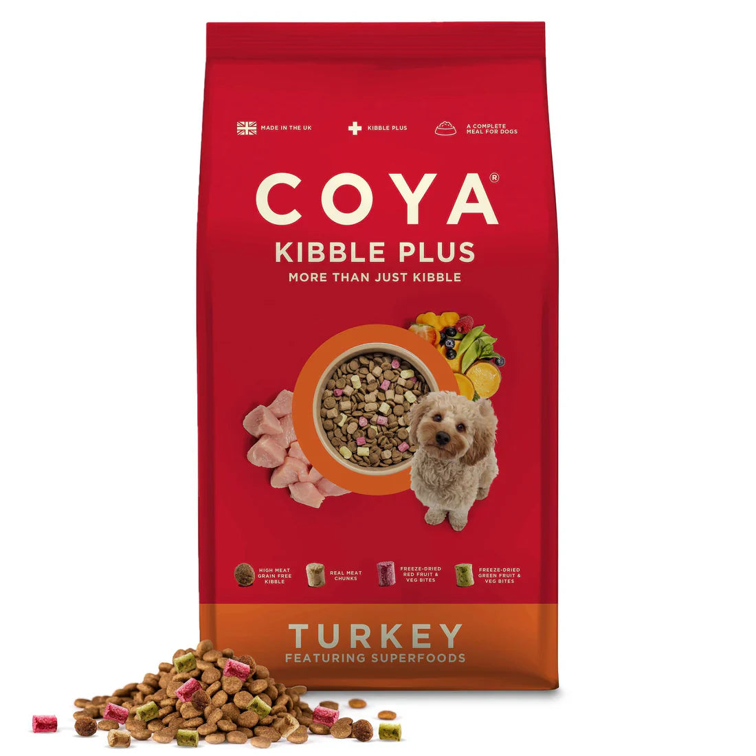 COYA Kibble Plus 1.5kg – Beef, Turkey & Chicken | Freeze-Dried Raw + Kibble